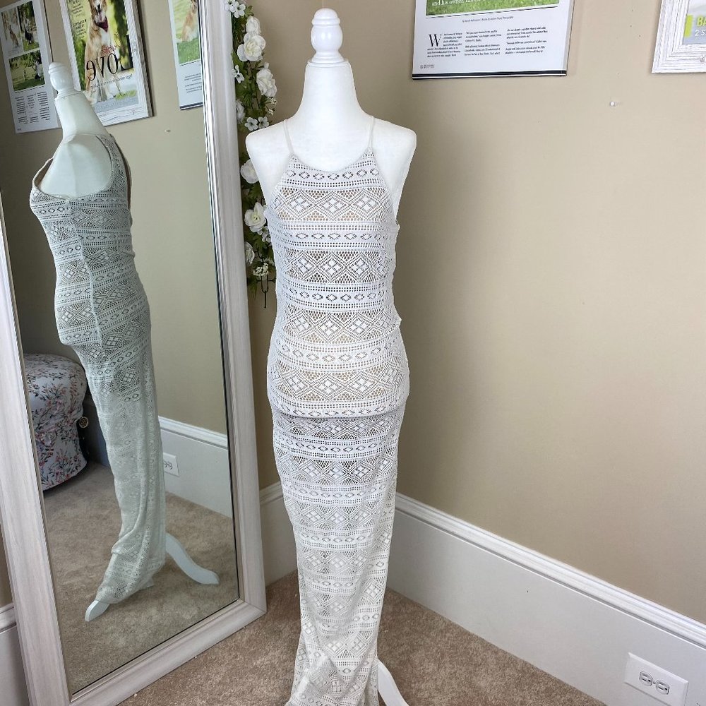 NEW Poetry Boho White Lace Maxi Slip Dress Medium
